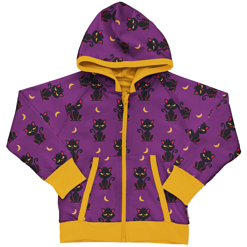 Maxomorra Organic Children's Hoody Cardigan -Cat Halloween