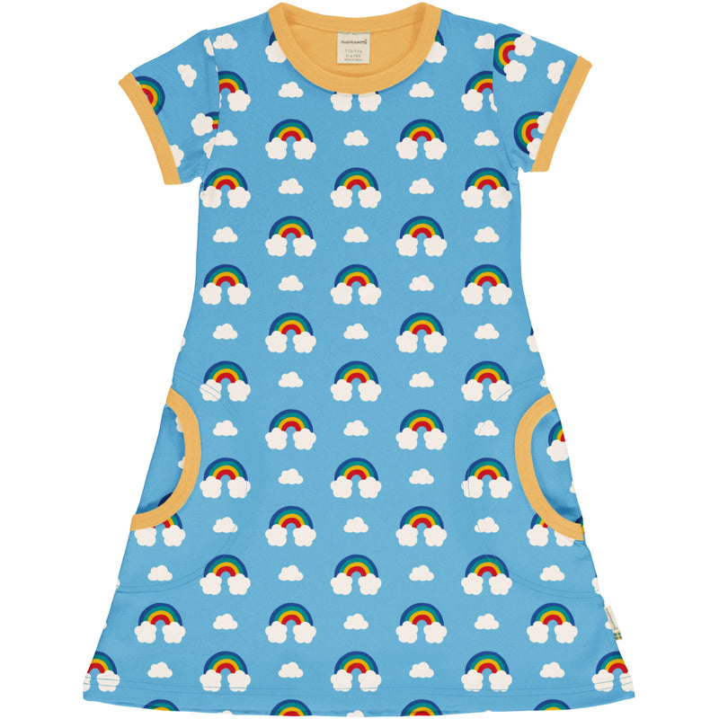 Maxomorra Organic Children's Dress with Pockets - Rainbow Short Sleeve