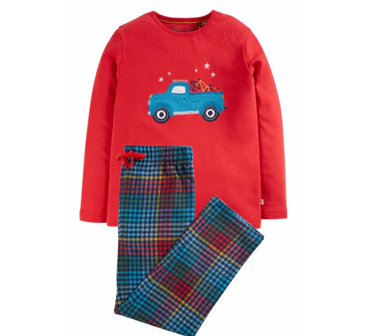 Frugi Caden Check PJs, Ture Red/indigo  Pyjamas Organic-Children's Clothing