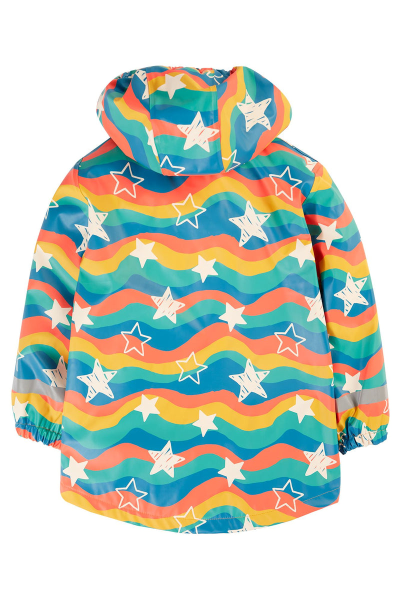 Puddlebuster Coat- Frugi -Wavy Rainbow Stars- Lined Waterproof Kids Coat (Puddle Buster Coat)
