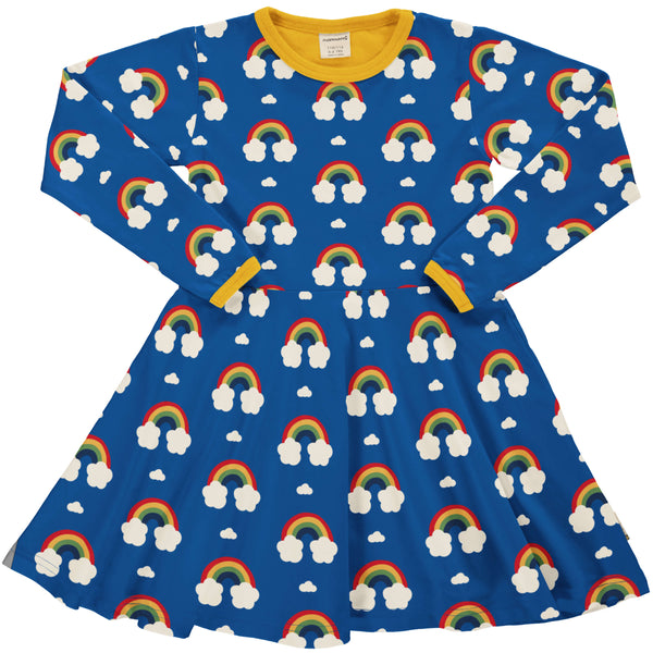 Maxomorra Organic Long Sleeved Twirly Rainbow Dress