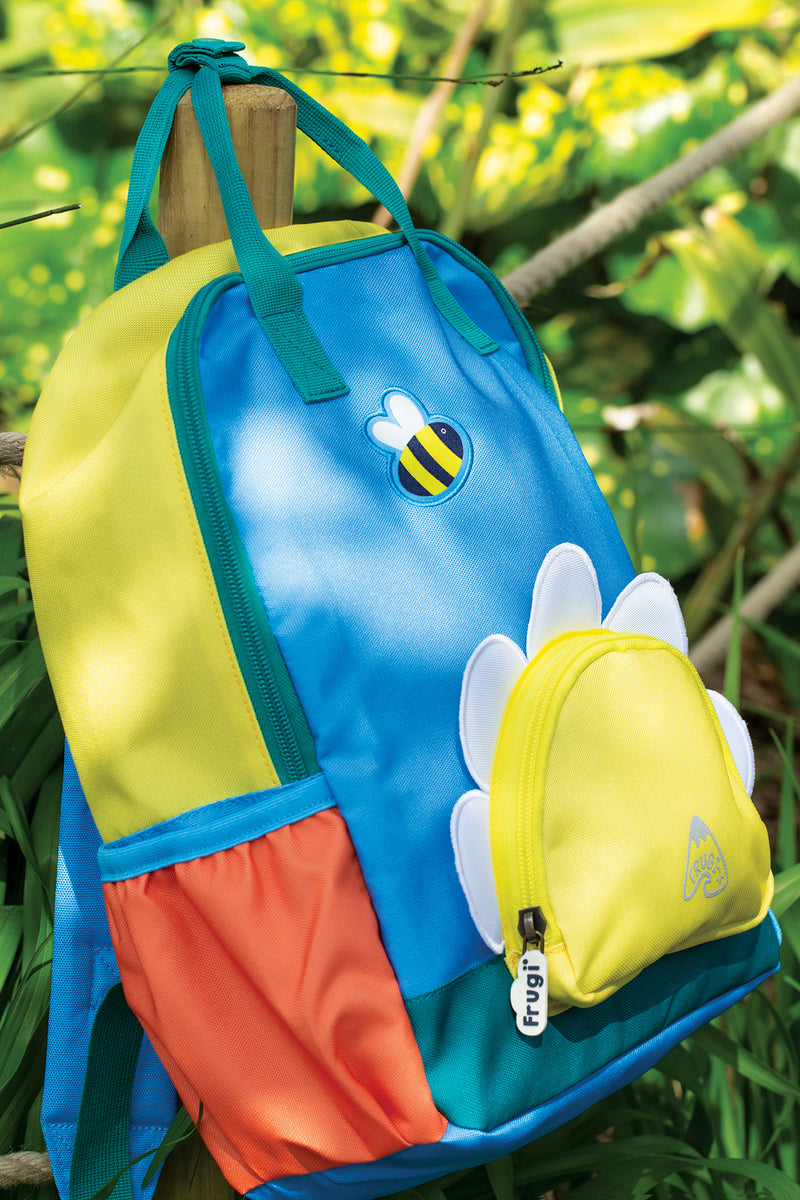 Children's Recycled Frugi Backpack Rucksack- Rainbow Daisy - Kid's Ramble Back Pack