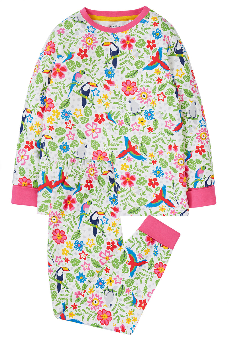 Children's Frugi Pyjamas: Tropical Birds Organic Cotton Pyjama-Kid's Clothing