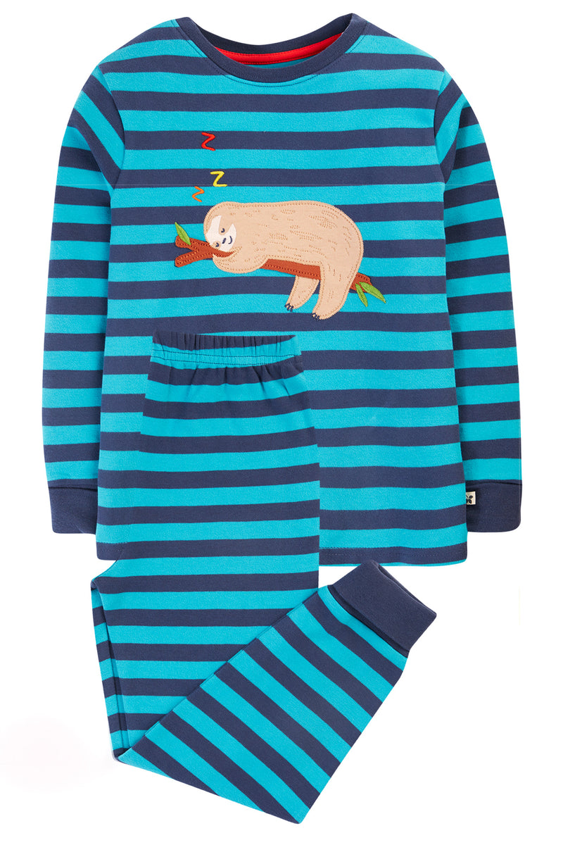 Children's Frugi Pyjamas: Lunar Pyjamas, Tropical Navy Stripe/Sloth, Organic Cotton Pyjama-Kid's Clothing