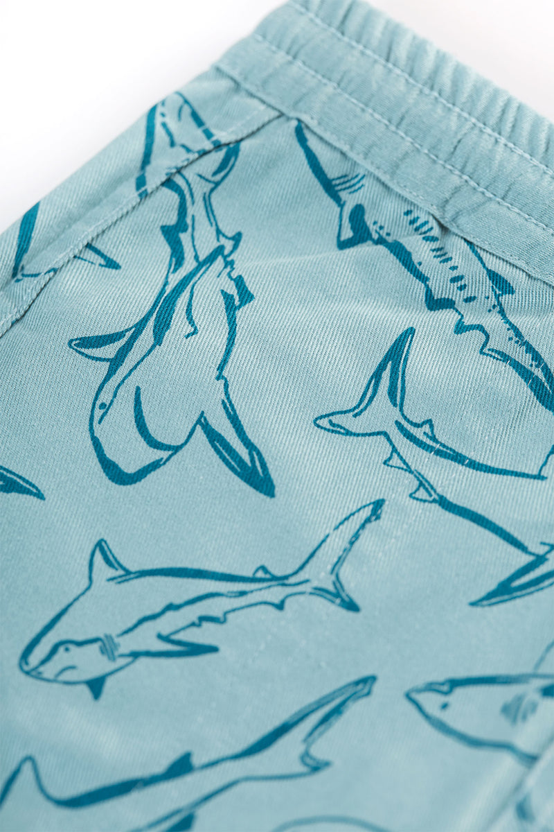 Children's Frugi Rocky Sharks Reversible Shorts, Stingray/Jawsome - Kid's Clothing