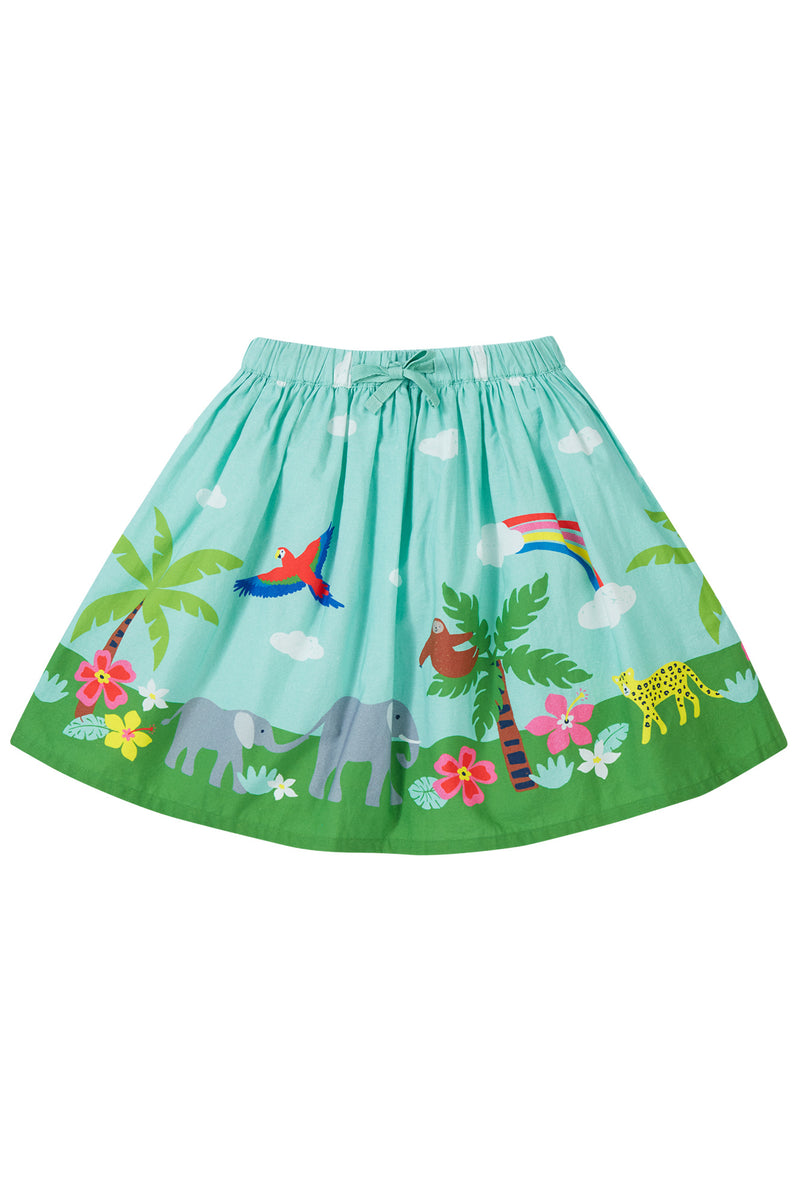 Children's Frugi Dream Skirt Organic Cotton Twirl Skirt Parrot Tropical -Kid's Clothing