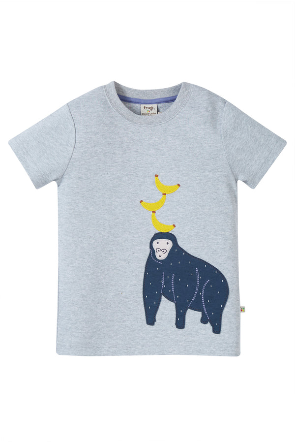 Children's Organic Frugi Top: Gorilla applique Carsen top - Kid's Clothing