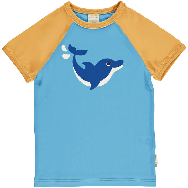 Maxomorra Organic Children's T-shirt - Raglan Dolphin