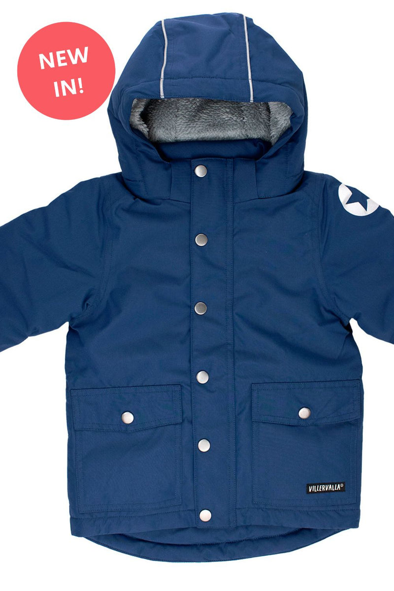 Kids Winter School Coat - Navy Blue Parka Coat Villervalla