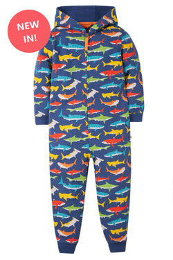 Children's Frugi Big Snuggle Suit Rainbow Shark Organic Cotton Onesie -Kid's Clothing