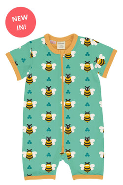 Maxomorra Organic Children's Rompersuit - Bee Short Sleeved