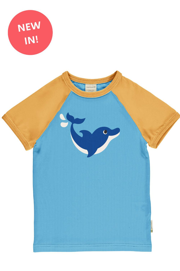 Maxomorra Organic Children's T-shirt - Raglan Dolphin