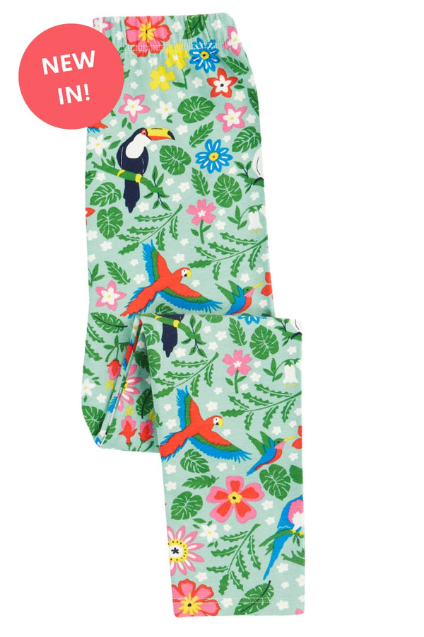 Children's Frugi Leggings: Tropical Parrots Toucans Organic Leggings - Kid's Clothing