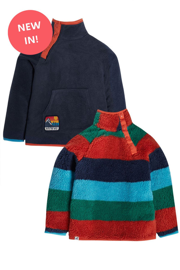 Frugi reversible Fleece Paprika orange and Navy Indigo- Organic Cotton-Children's Clothing