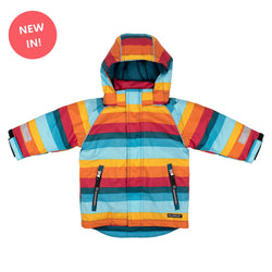 Villervalla Winter Coat Midnight Rainbow Stripe - Kids organic clothing jacket