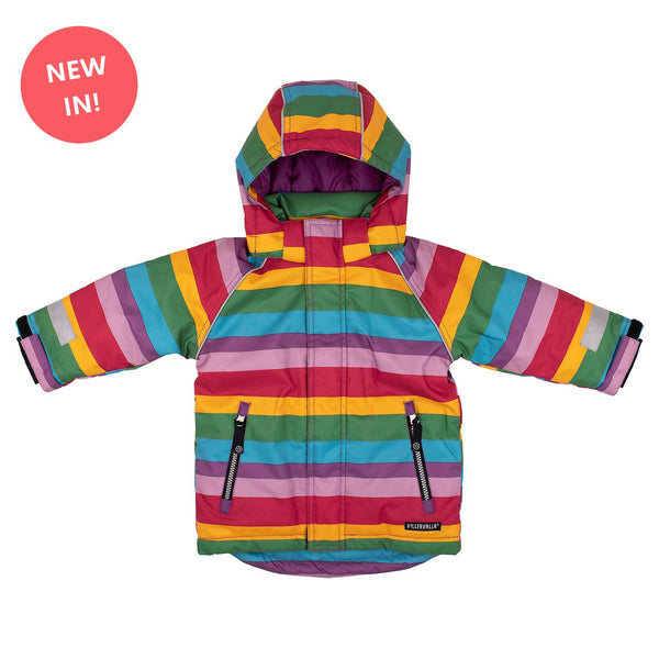 Villervalla Winter Coat Acai Rainbow Stripe - Kids organic clothing jacket