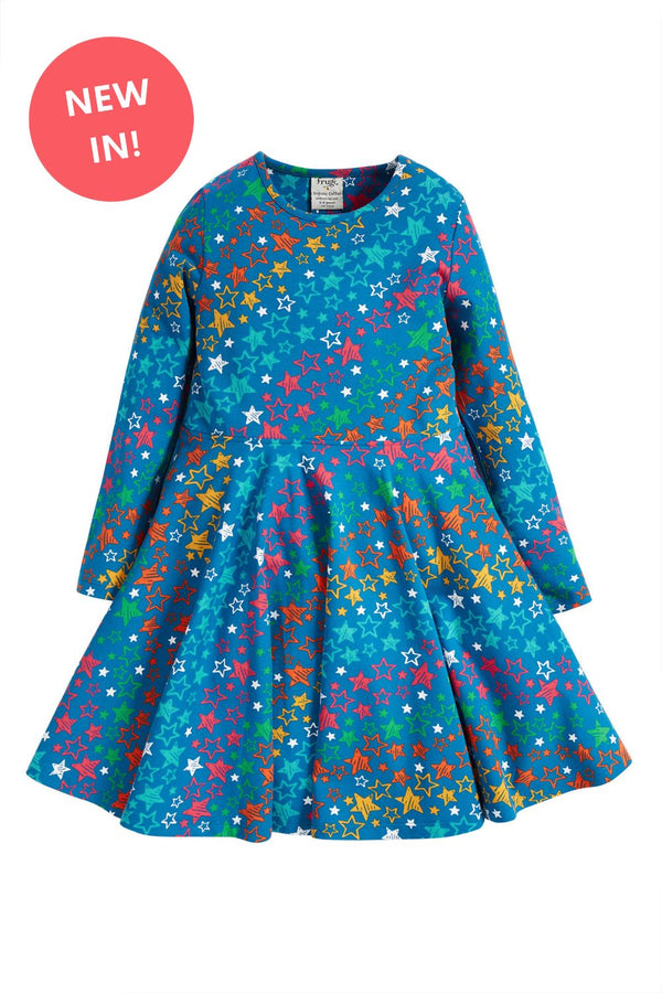 Frugi Rainbow Stars Skater Dress- Organic Cotton-Children's Clothing
