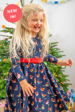 Christmas Party Skater Dress-  Robin-Frugi Organic-Children's Clothing (8-9)