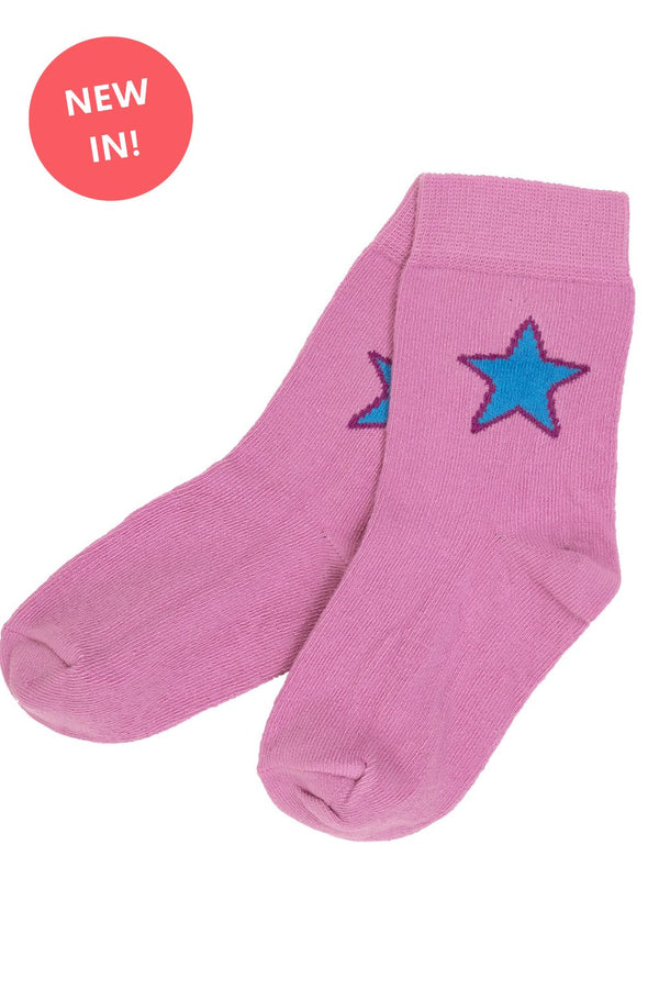 Villervalla Children's Socks-Smoothie Pink Star
