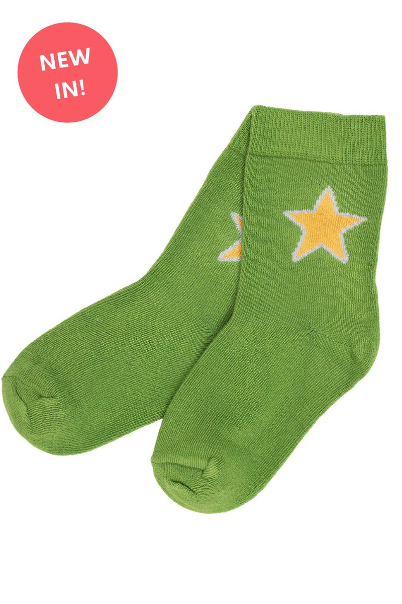 Villervalla Children's Socks-Moss green Star