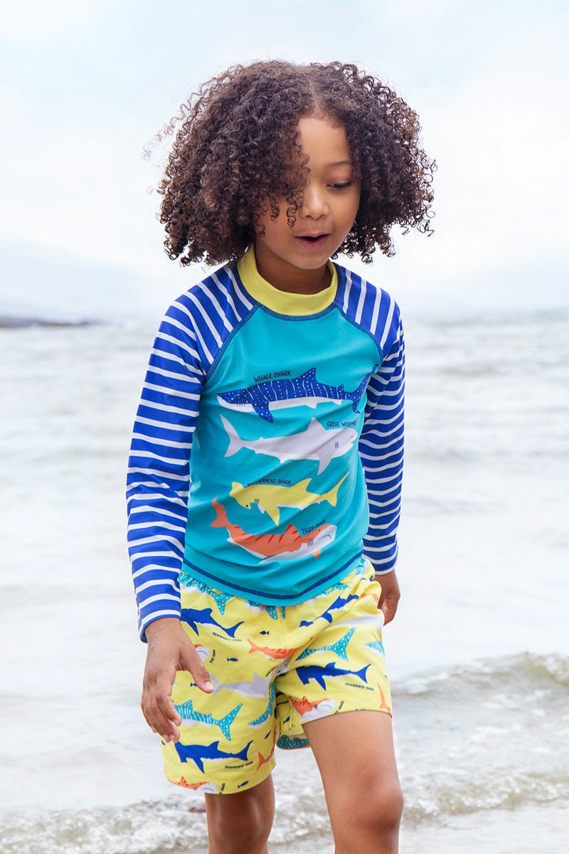 Children's Frugi Shark Board Swim Shorts-Kid's Swimwear