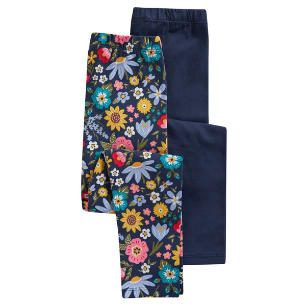 2 pack- Libby Leggings, Indigo Pollinators- Organic- Flowers- Children's Clothing