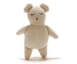 Organic Cotton Knitted White Teddy Bear Toy