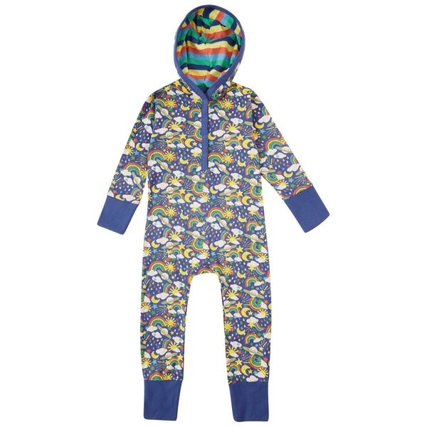 Piccalilly Organic Cotton Hooded Playsuit- Cosmic Weather