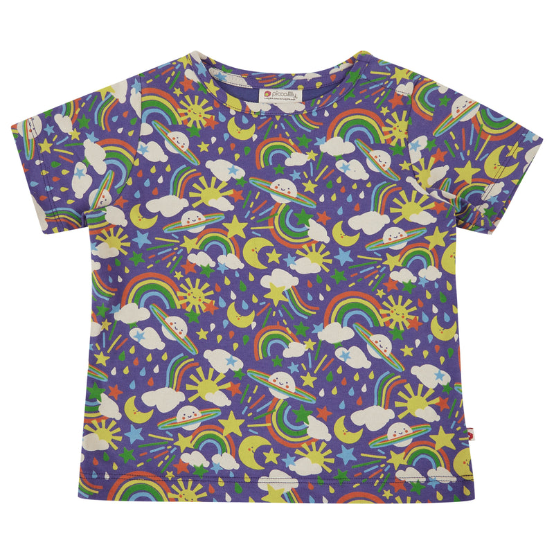 Piccalilly Organic Cotton Kids AOP T-shirt  Cosmic Weather OC 2287