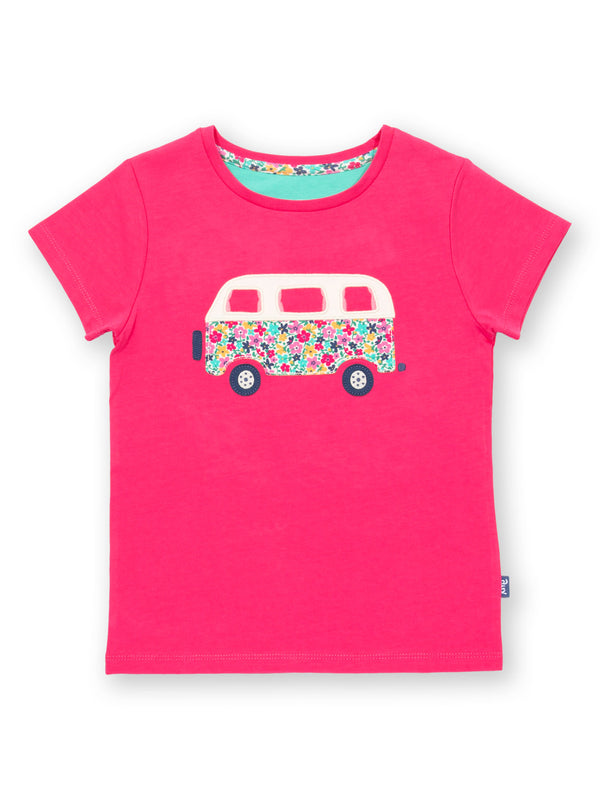 Kite Camper- Organic T-shirt- Campervan- Pink-Children's Clothing