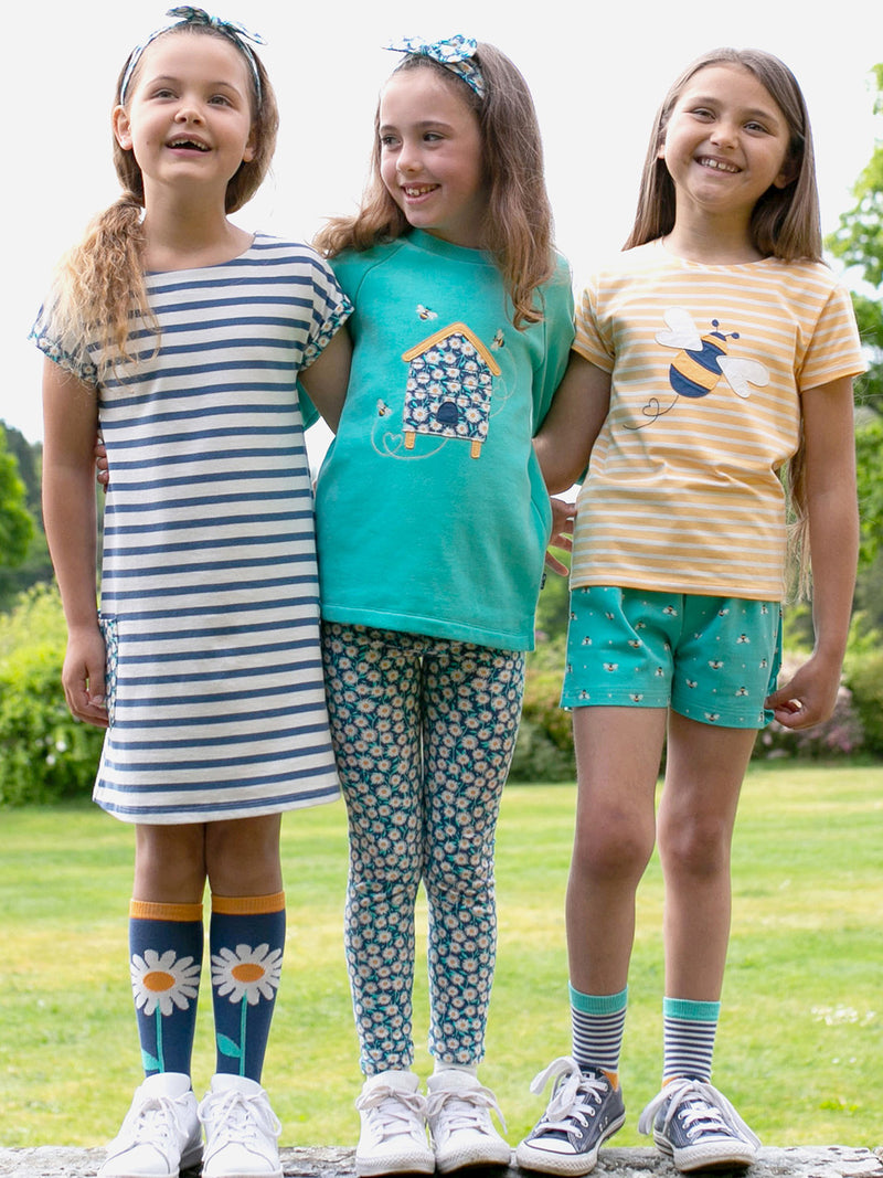 Kite Daisy fields- Organic Leggings-Navy Daisy-Children's Clothing