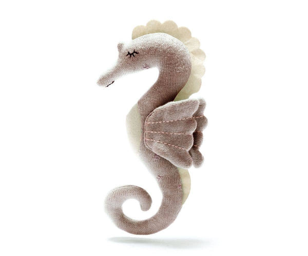 Tactile Knitted Organic Cotton Pink Seahorse Plush Toy