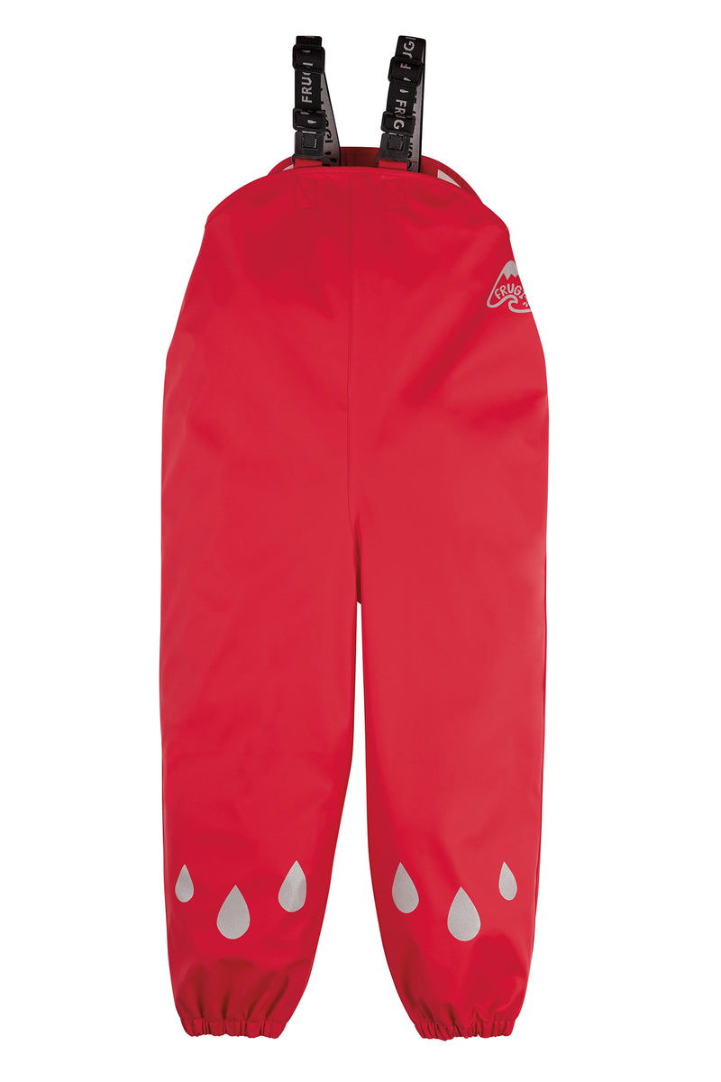 Frugi Puddle Buster Waterproof Trousers Dungarees, True Red