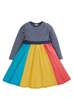 Rainbow Skater Dress, Indigo Stripe/Rainbow, (3-4)