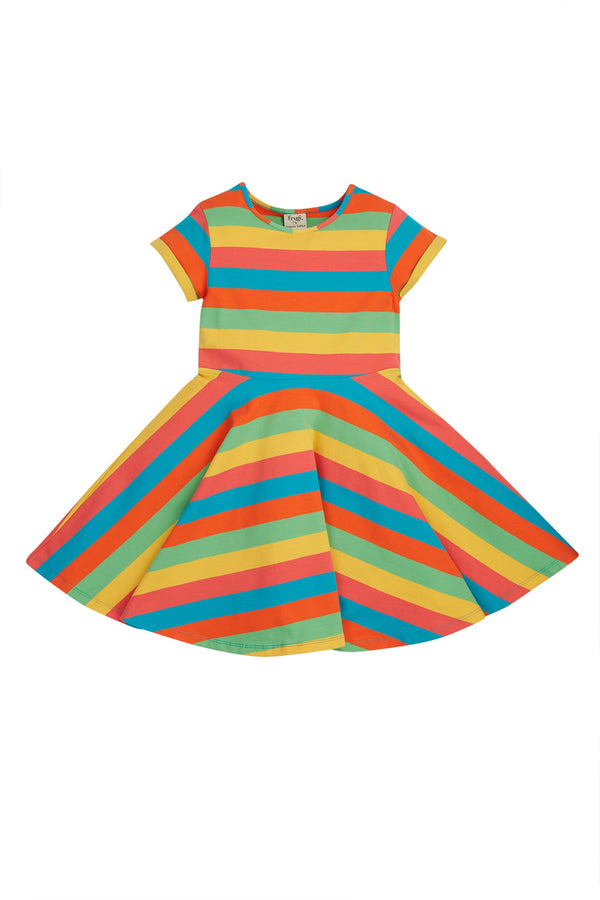 Spring Skater Dress, Camperblue Rainbow Stripe (2-3, 4-5 ,5-6 ,7-8)