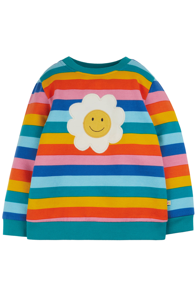 Sammy Sweatshirt, Mid Pink Rainbow Stripe/Daisy (5-6, 7-8)