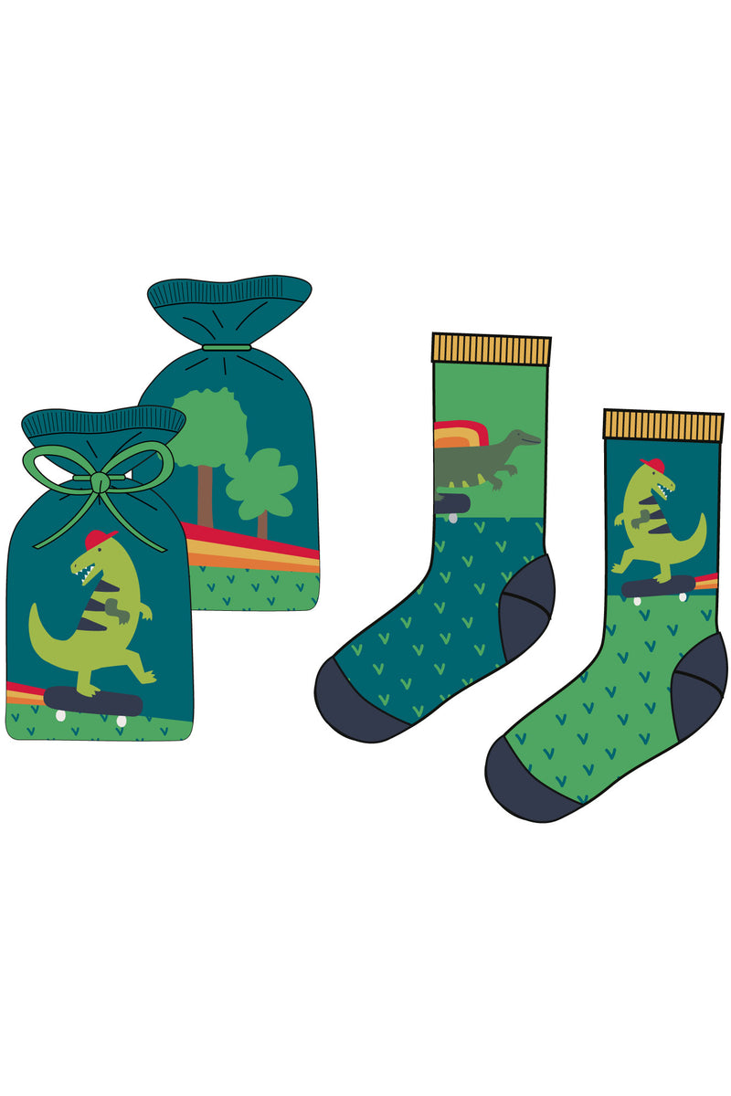 Super Socks in a Bag, Deep Spruce Dino Frugi SS22