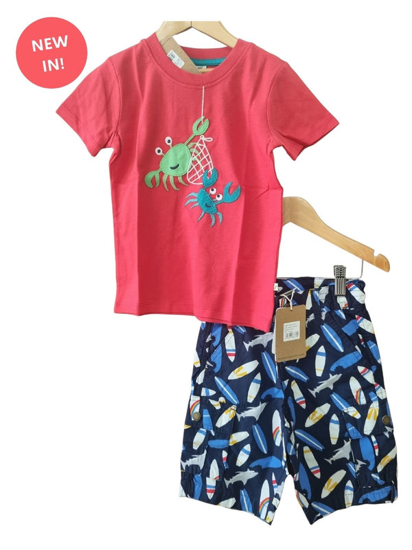Frugi Surf Time Shorts- Organic- Surf Board and Sharks- Children's Clothing
