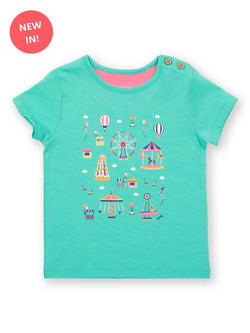 Fun fair t-shirt-  Organic Spearmint Green T-shirt- Helter-skelters and  Merry-go-arounds- Children's Clothing