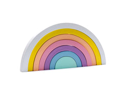 Fair trade wood rainbow toy in pastel colors