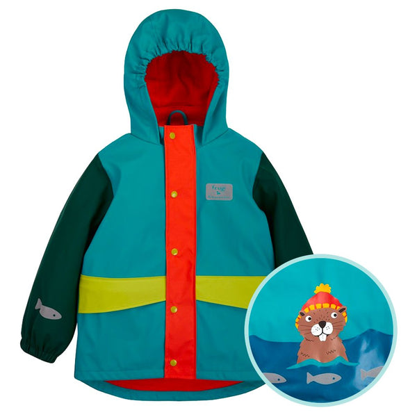 The National Trust Puddle Buster Coat, Blue/Beaver, Recycled Polyester Frugi