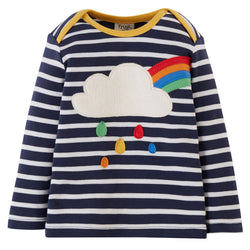 Frugi Switch Bobby Applique Top, Indigo Breton/Rainbow- Organic- Children's Clothing (18-24m, 2-3)