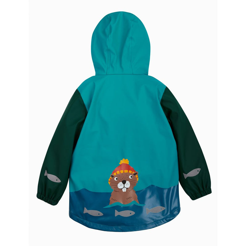The National Trust Puddle Buster Coat, Blue/Beaver, Recycled Polyester Frugi