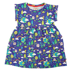 Frugi Celia Dress Earth Day- Organic- Rainbows and Earth- Children's Clothing