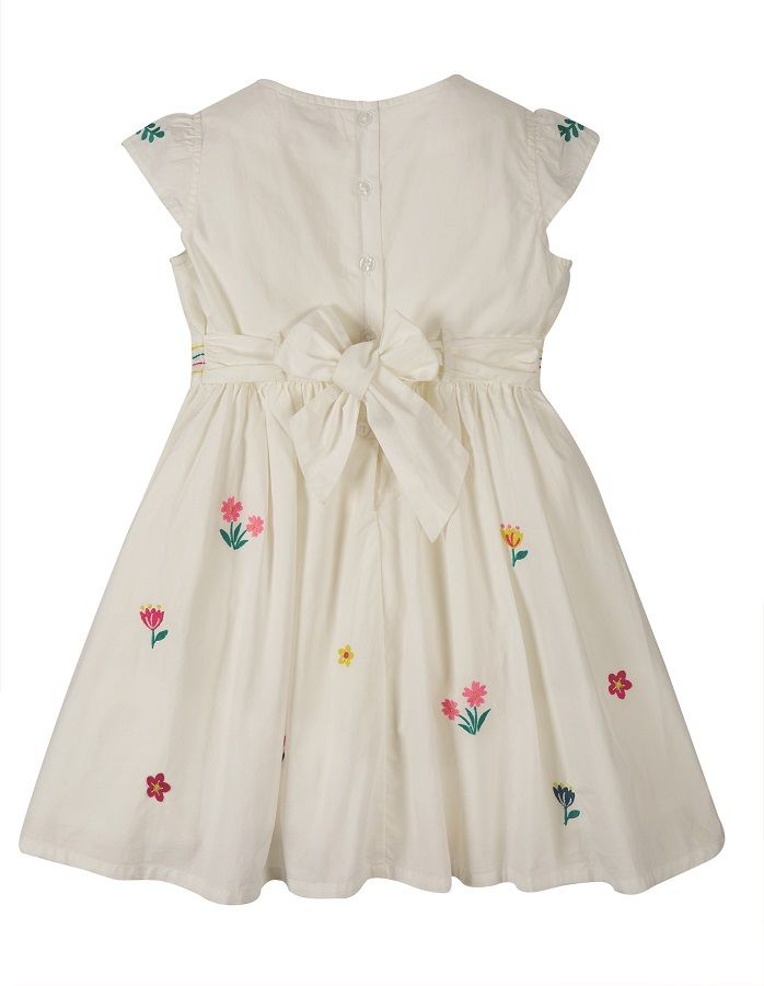 Rosy Embroidered Dress, Soft White/Flowers (6-7yrs)