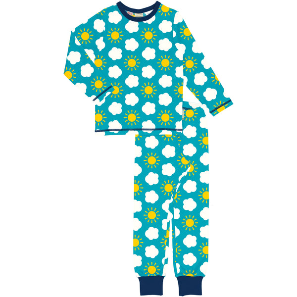 Maxomorra Classic Long Sleeved Pyjama Set Sky (2-3yrs)
