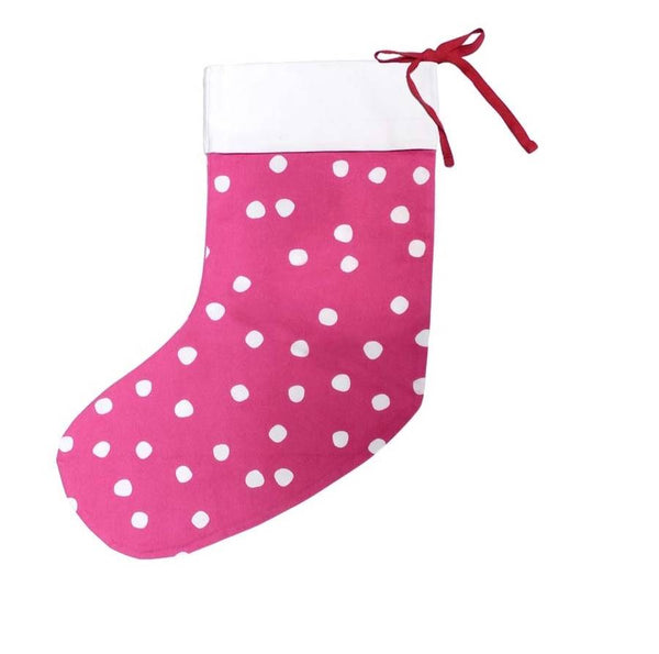 Organic Christmas Stocking Pink Snow Dot