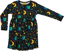 Long Sleeved Gathered Dress Mother Earth Black