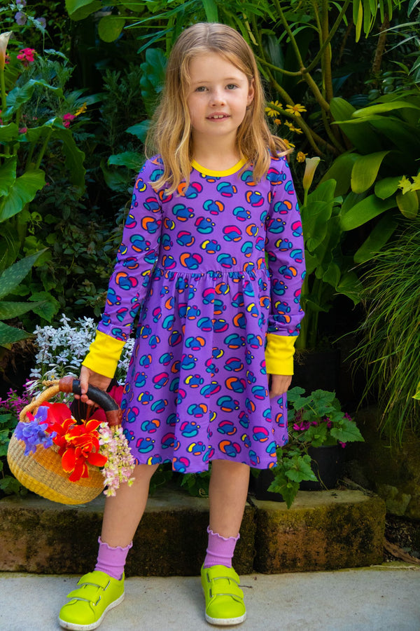Rainbow Purple -Long Sleeved Baby Doll Dress